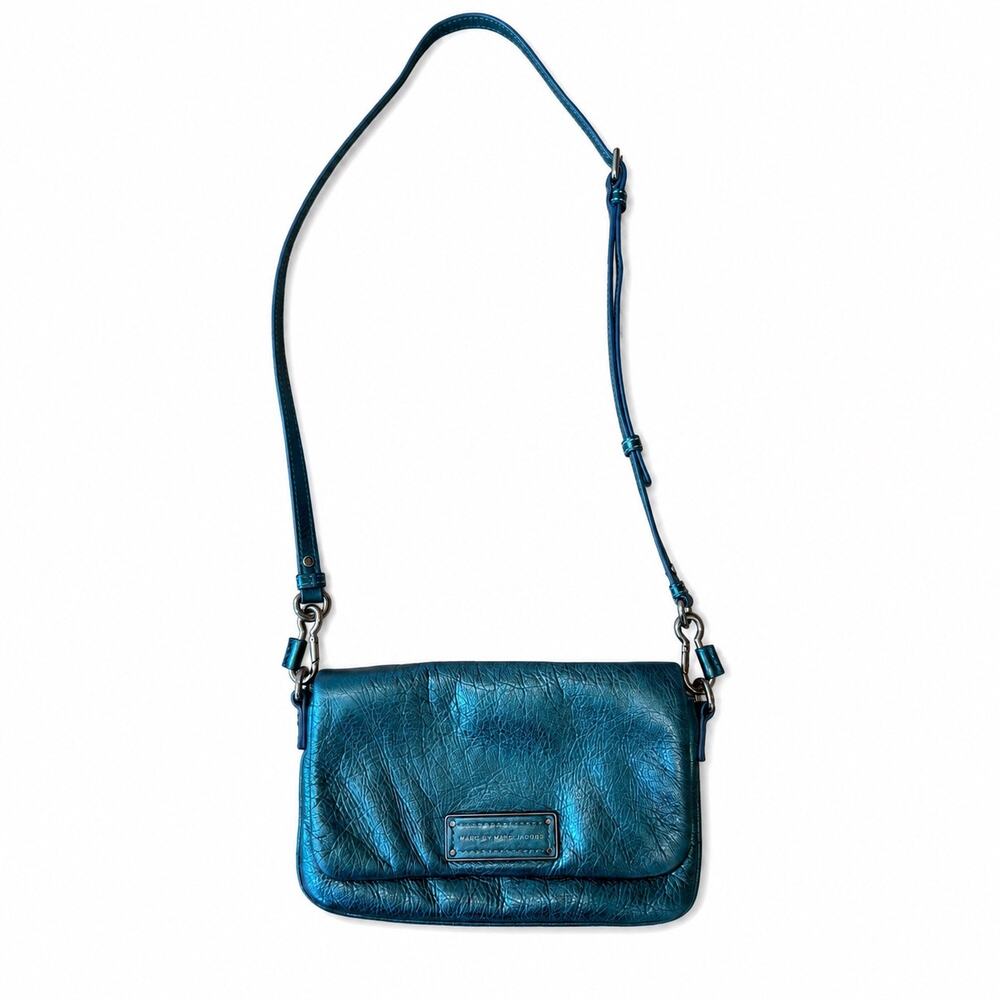 Marc by Marc Jacobs Metallic Teal Green Leather Too Hot To Handle Crossbody Bag